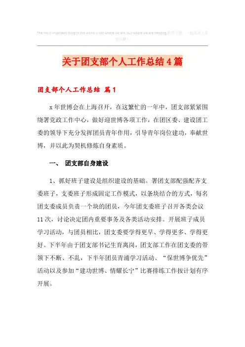 关于团支部个人工作总结4篇