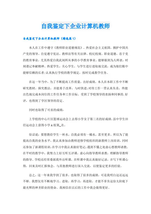 自我鉴定下企业计算机教师