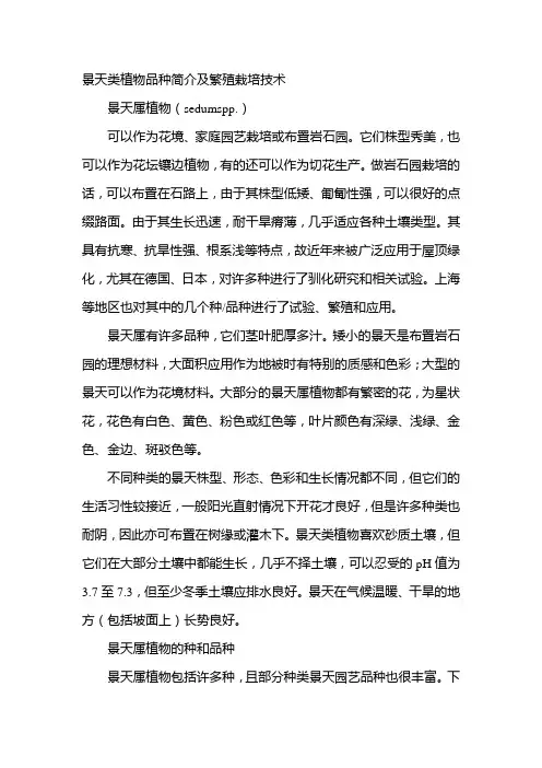 景天类植物品种简介及繁殖栽培技术