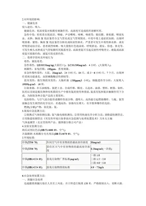 氨对环境的影响