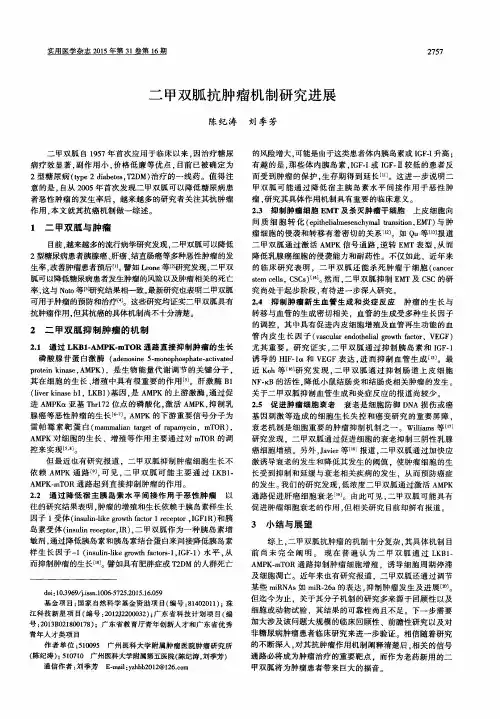 二甲双胍抗肿瘤机制研究进展