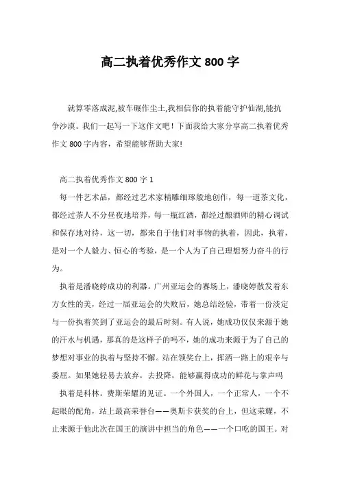 (高二作文)高二执着优秀作文800字