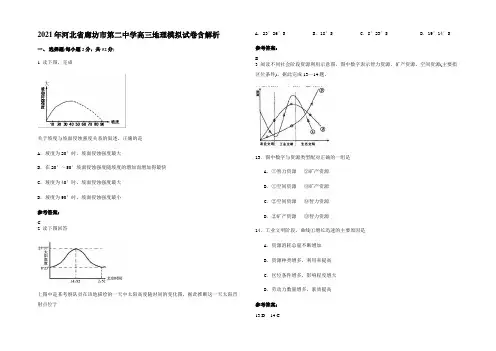2021年河北省廊坊市第二中学高三地理模拟试卷含解析