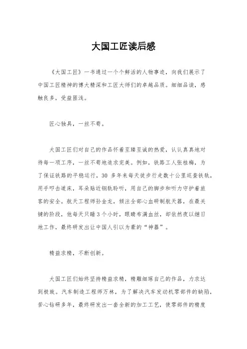 大国工匠读后感