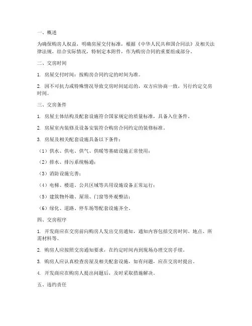 购房合同附件_交房标准