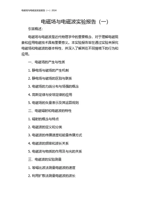 电磁场与电磁波实验报告(一)2024