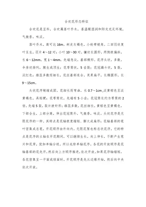合欢花形态特征