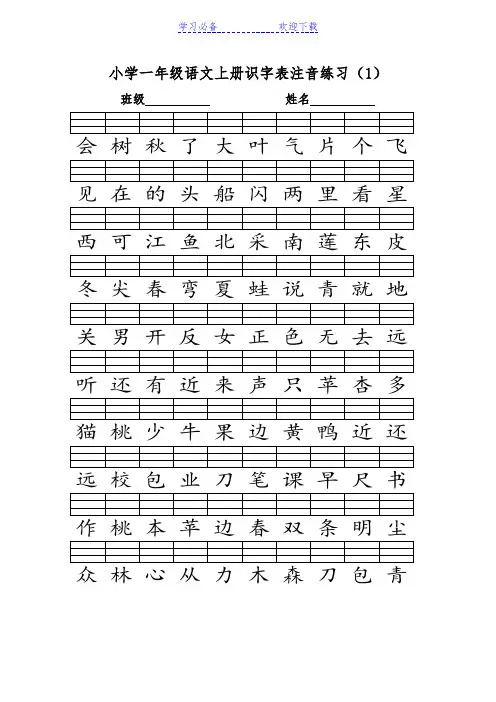 部编版一年级上册二类字注音(乱序版)