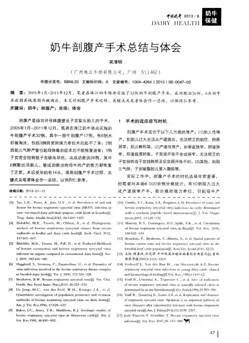 奶牛剖腹产手术总结与体会