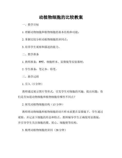 动植物细胞的比较教案