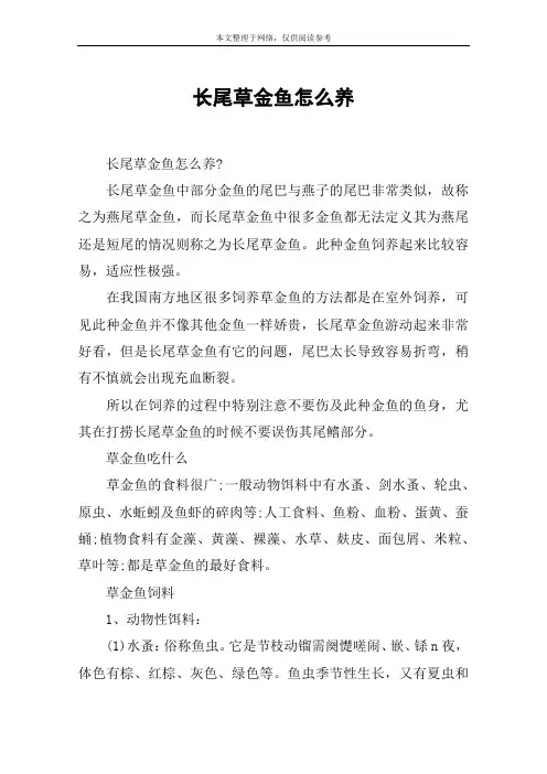 长尾草金鱼怎么养