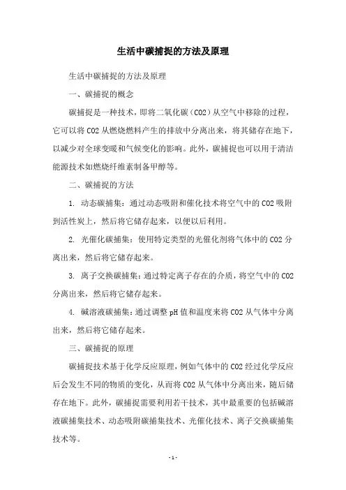 生活中碳捕捉的方法及原理