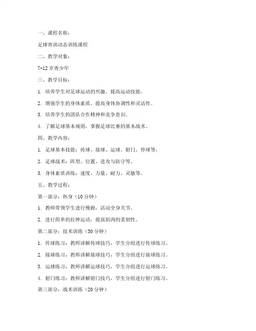 足球青训动态教案模板范文