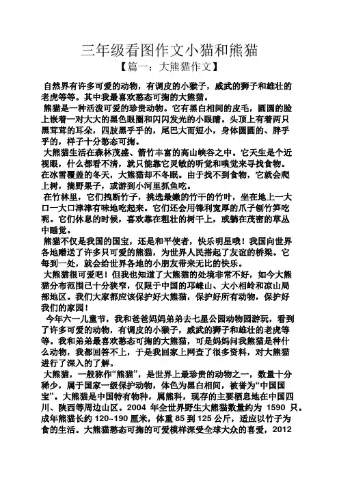 三年级作文之三年级看图作文小猫和熊猫