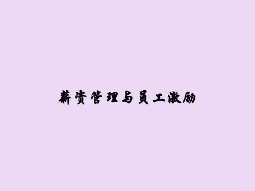 薪资管理与员工激励-PPT精选文档