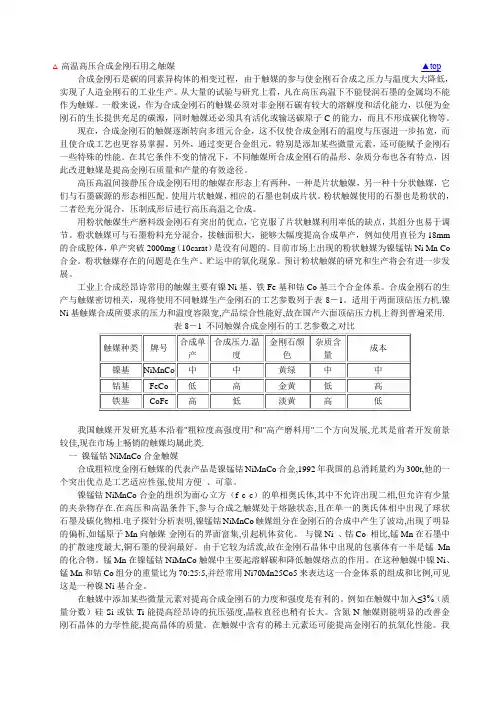 高温高压合成金刚石用之触媒