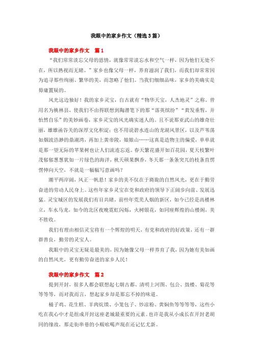 我眼中的家乡作文