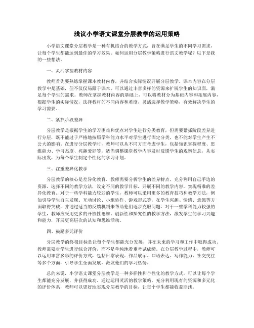 浅议小学语文课堂分层教学的运用策略