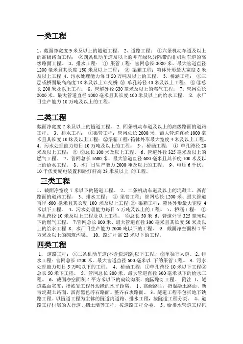 市政工程类别