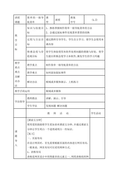 (1,2)制作简单的一级导航菜单(网页特效)