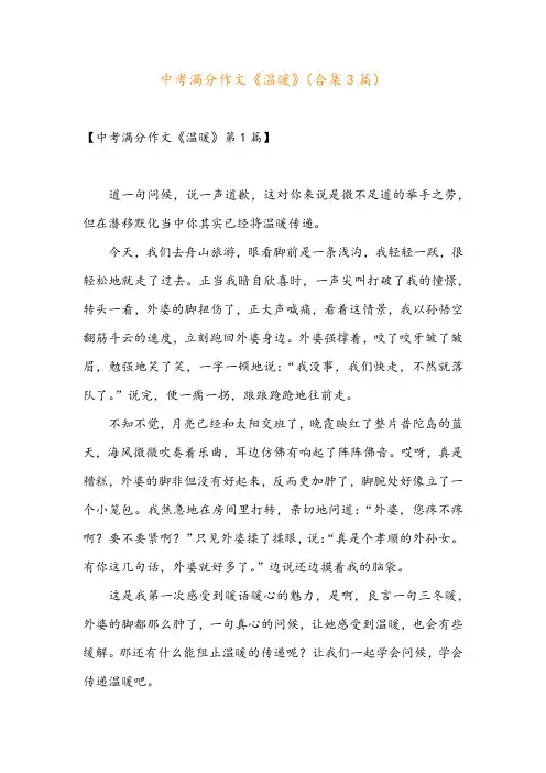 中考满分作文《温暖》(合集3篇)