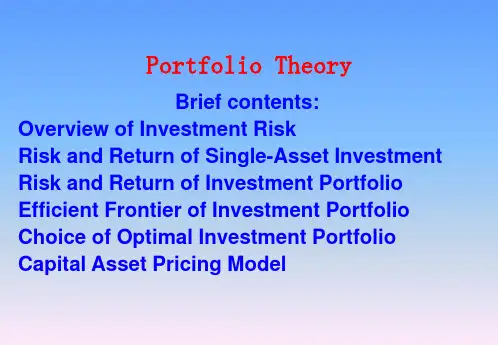 财务管理 投资组合理论(Portfolio Theory)