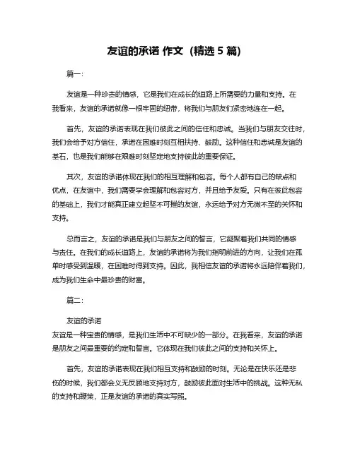 友谊的承诺 作文(精选5篇)
