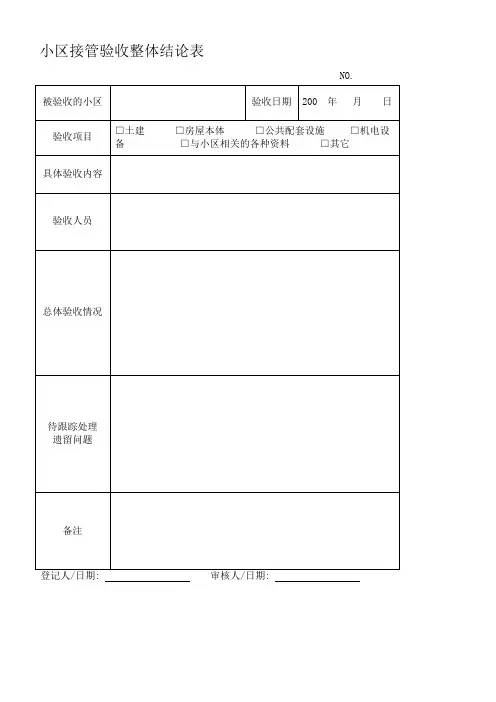 小区物业接管、验收综合表格.