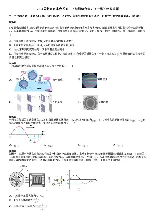 2024届北京市丰台区高三下学期综合练习(一模)物理试题