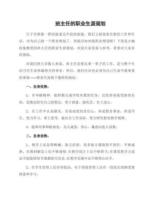班主任的职业生涯规划