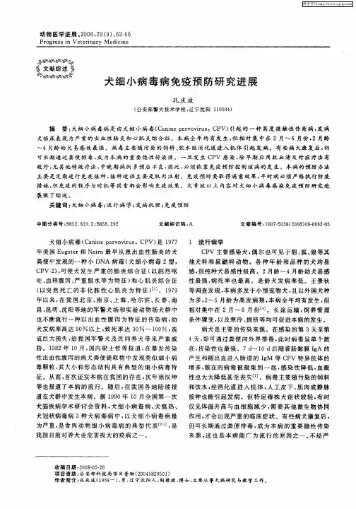 犬细小病毒病免疫预防研究进展