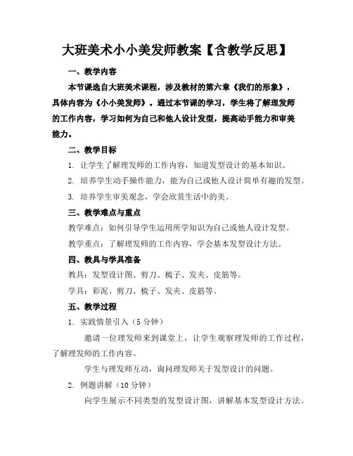 大班美术小小美发师教案【含教学反思】