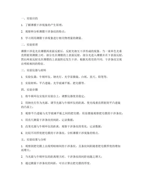 薄膜干涉演示实验报告