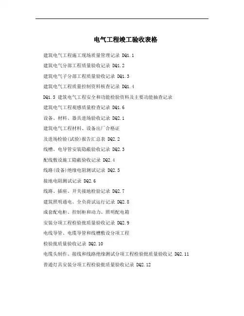 电气工程竣工验收表格