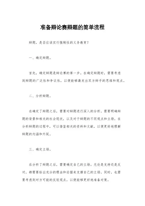 准备辩论赛辩题的简单流程