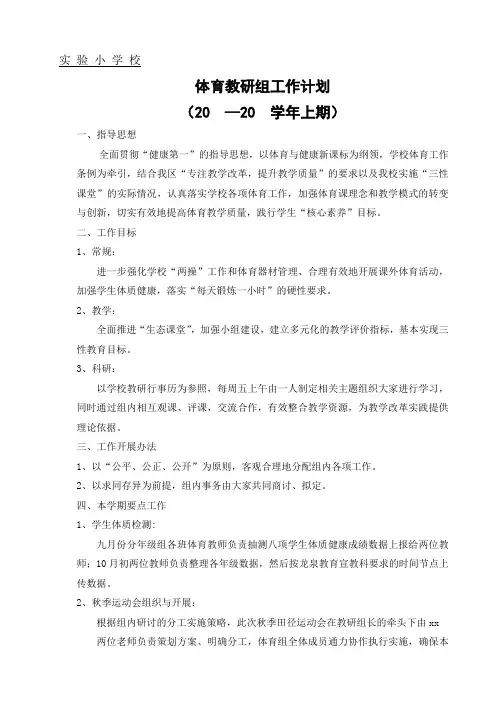 小学体育教研组计划