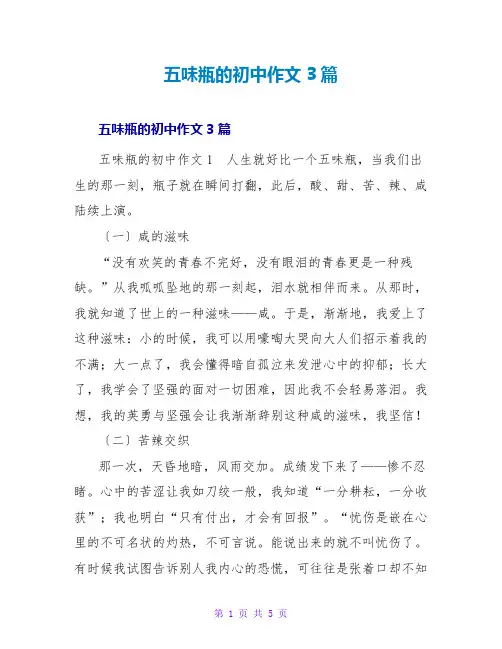 五味瓶的初中作文3篇