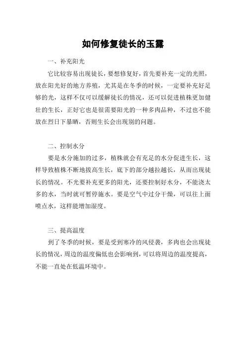 如何修复徒长的玉露