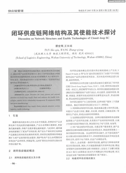 闭环供应链网络结构及其使能技术探讨