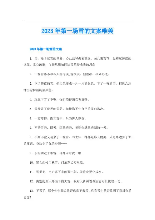 2023年第一场雪的文案唯美