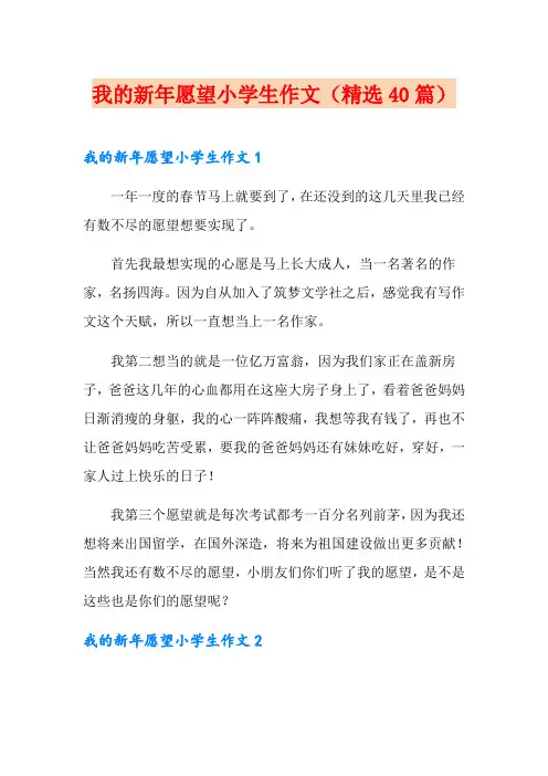 我的新年愿望小学生作文(精选40篇)