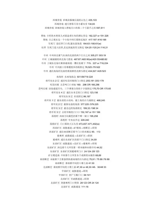传奇世界挖宝地图标
