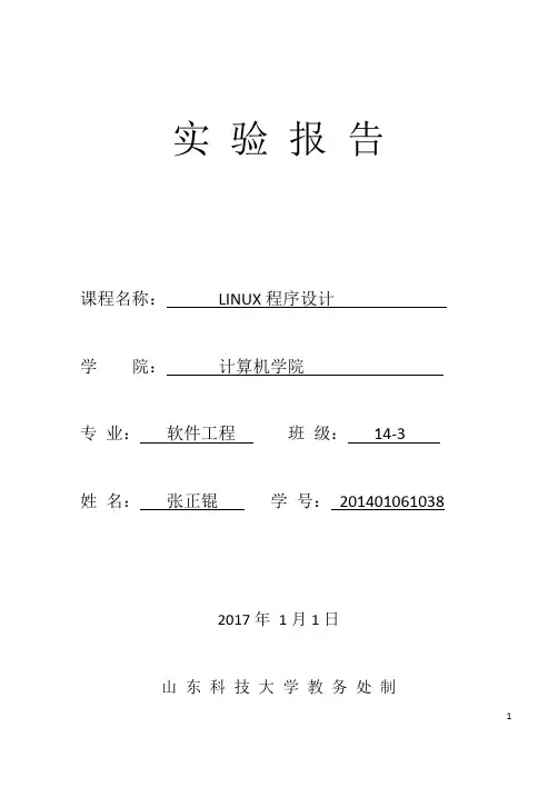 Linux程序设计 实验报告 大作业