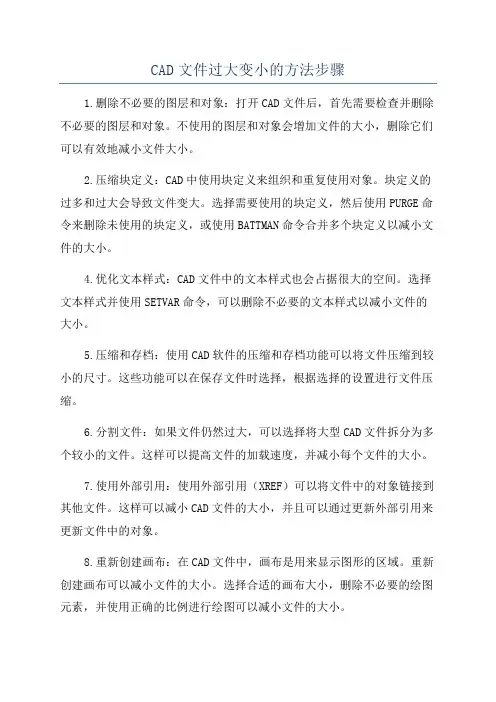 CAD文件过大变小的方法步骤