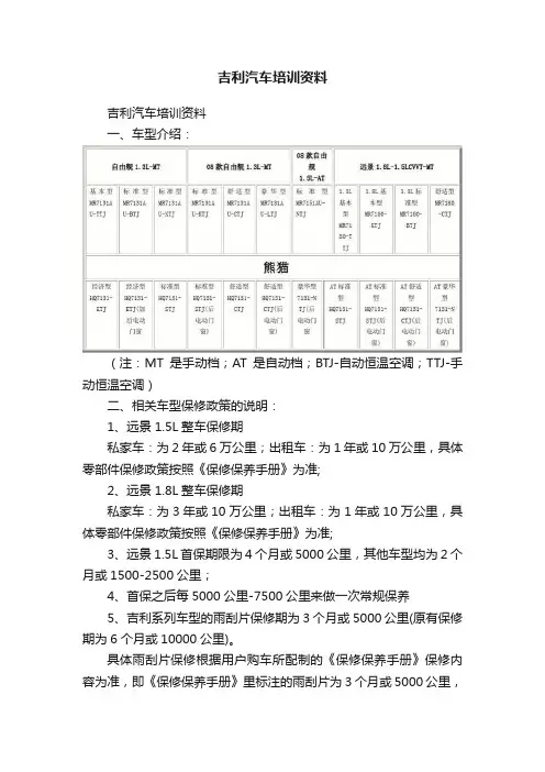 吉利汽车培训资料