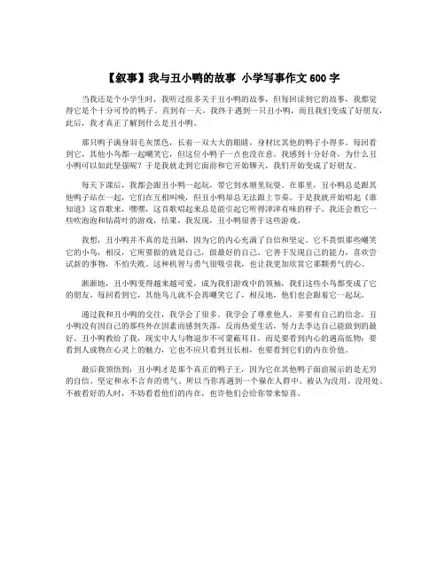 【叙事】我与丑小鸭的故事 小学写事作文600字