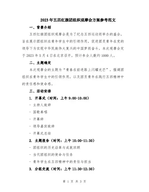 2023年五四红旗团组织观摩会方案参考范文