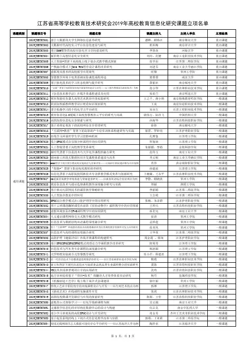 江苏省高等学校教育技术研究会2019年高校教育信息化研究