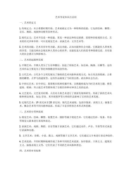 艺术导论知识点总结