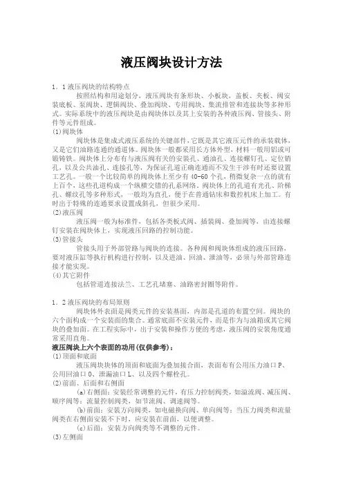 液压阀块设计